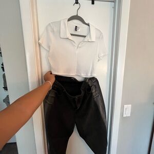 Divided White Ribbed Top